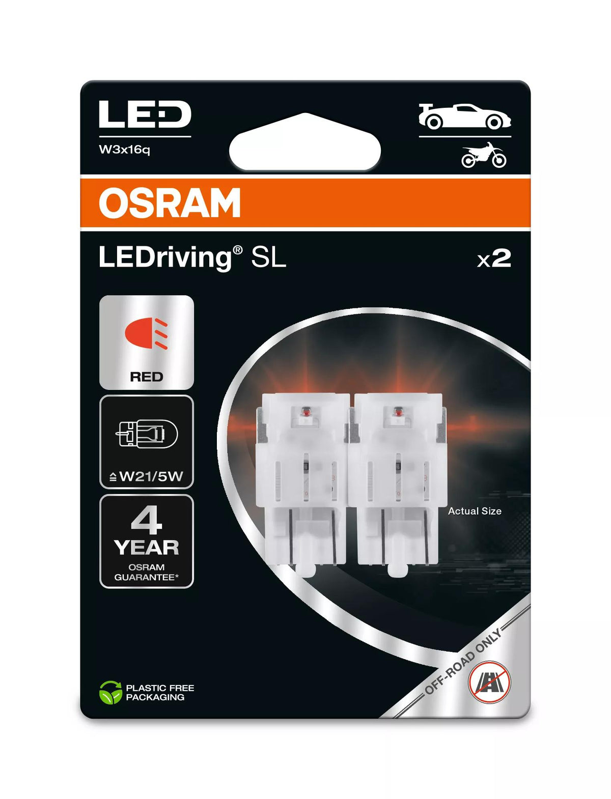 OSRAM LEDriving SL LED W21/5W Red (Twin)
